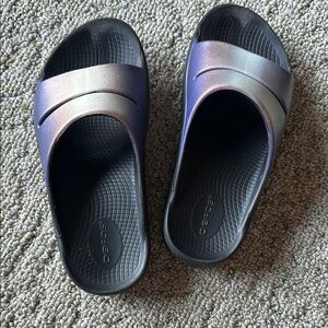 COPY - OOFOS WOMEN'S OOAHH LUXE SLIDE SANDAL - MIDNIGHT SPECTRE